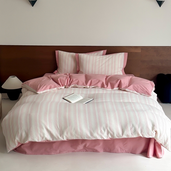 91家纺网 家纺一手货源 找家纺 （总）旷野2025新款全棉纯棉A类婴幼儿级双层纱皱皱纱四件套