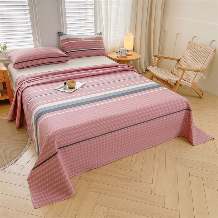 91家纺网 家纺一手货源 找家纺 美梦里 2025新款无印老粗布床单凉席席子 豆蔻粉