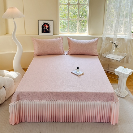 91家纺网 家纺一手货源 找家纺 棉生活家纺 2025新款高端款冰离子超软按摩凉席 豹纹-粉-床裙款