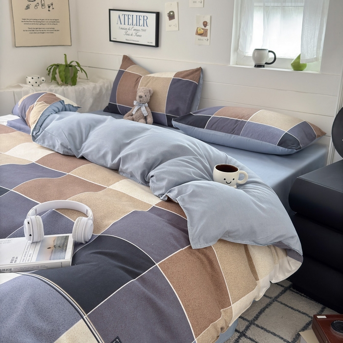 91家纺网 家纺一手货源 找家纺 可可家纺 2025新款印花卡通芦荟棉四件套亲肤床单被套三件套 绅士格调