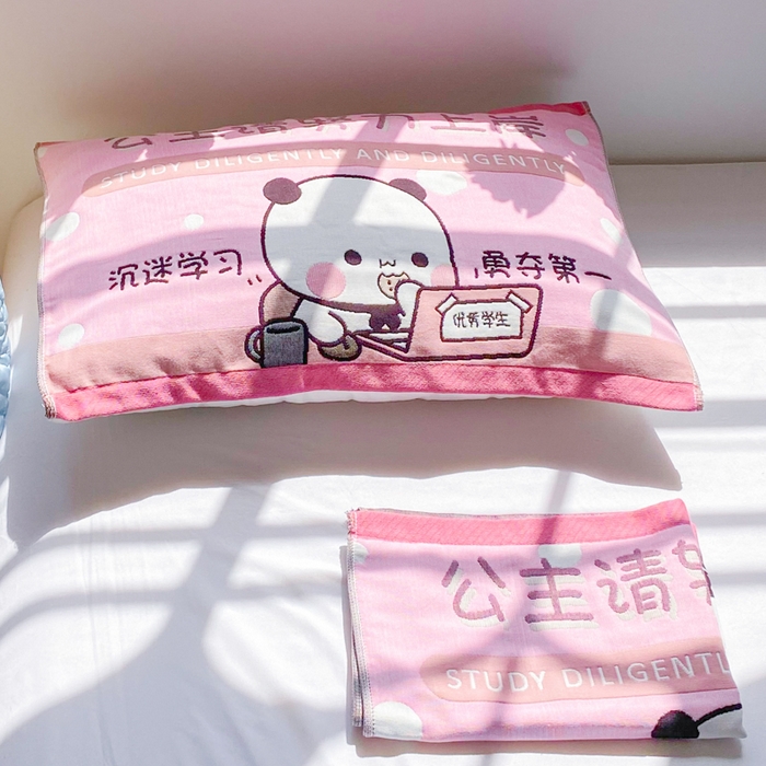 91家纺网 家纺一手货源 找家纺 美宜家 2025新款40*60儿童纯棉A类纱布枕巾乳胶专用高档枕巾 优秀 一对