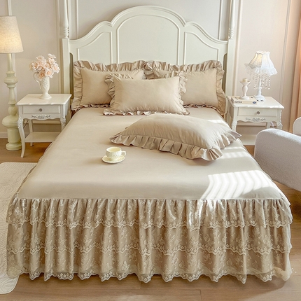 91家纺网 家纺一手货源 找家纺 （总）乐朵家居 2025新款 25-2 蝶影 蕾丝床裙 