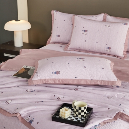 91家纺网 家纺一手货源 找家纺 （总）莎果 2025春夏莫代尔印花高温砂洗床盖三件套四件套