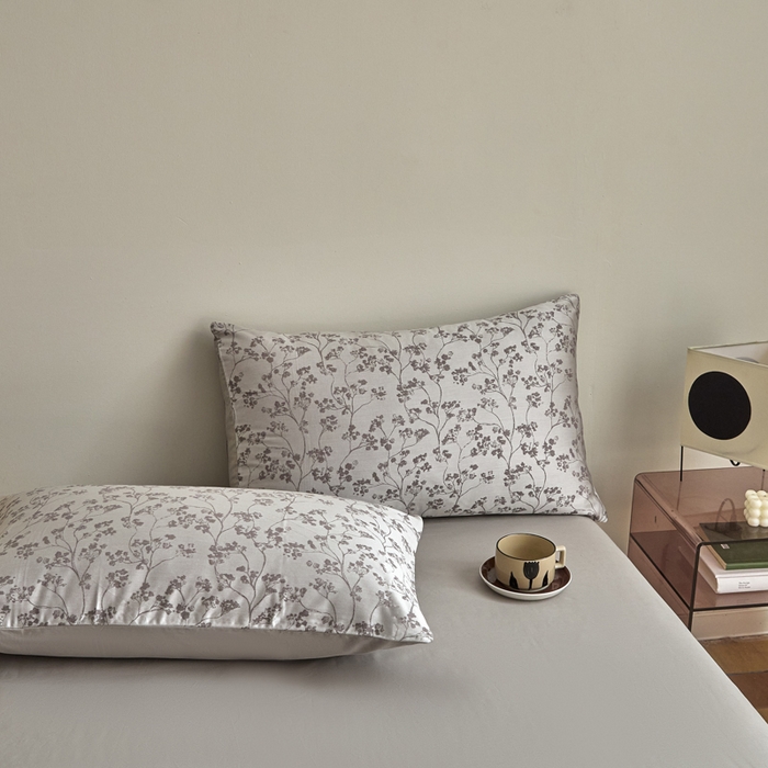 91家纺网 家纺一手货源 找家纺 琪格格纺织  2025新款色织天丝棉提花四件套 春絮-灰