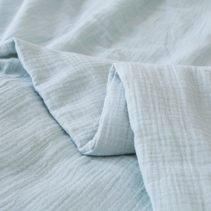 91家纺网 家纺一手货源 找家纺 2025新款A类全棉双层皱皱纱立体烫画纯色款大豆夏凉被空调被 绉绉-天蓝