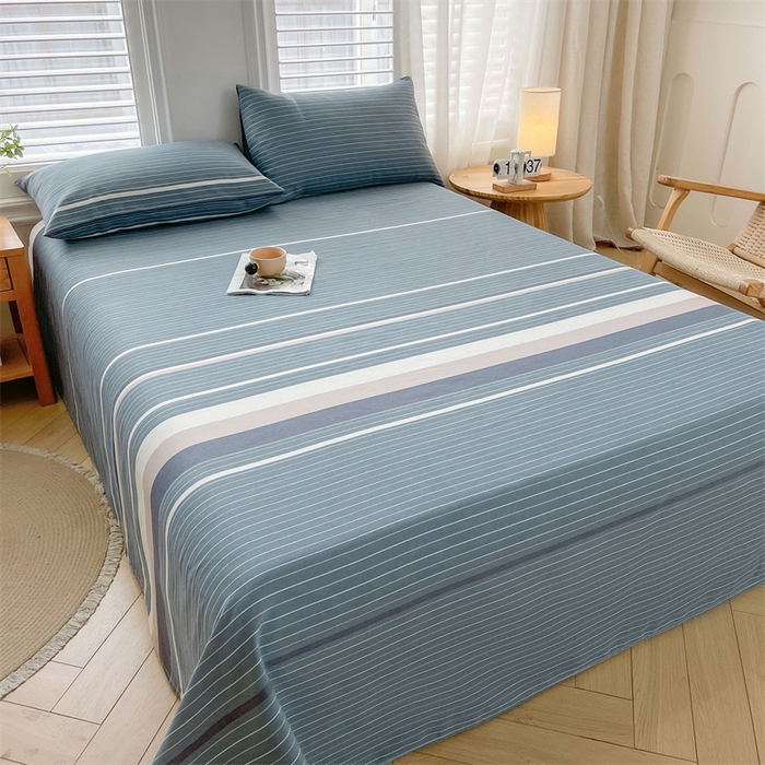 91家纺网 家纺一手货源 找家纺 美梦里 2025新款无印老粗布床单凉席席子 豆蔻蓝