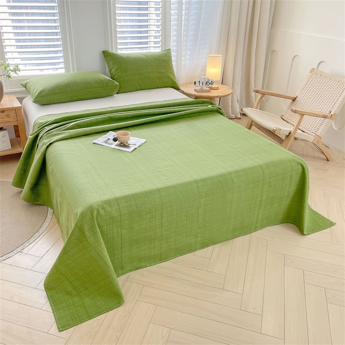 91家纺网 家纺一手货源 找家纺 美梦里 2025新款无印老粗布床单凉席席子 千草绿