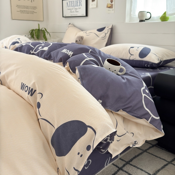 91家纺网 家纺一手货源 找家纺 （总）可可家纺 2025新款印花卡通芦荟棉四件套亲肤床单被套三件套