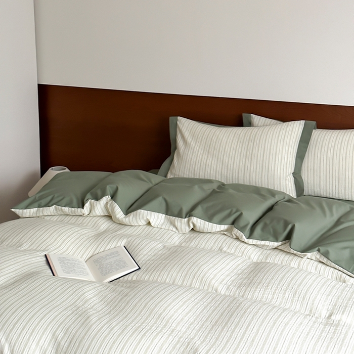 91家纺网 家纺一手货源 找家纺 旷野2025新款全棉纯棉A类婴幼儿级双层纱皱皱纱四件套 理想三旬-绿