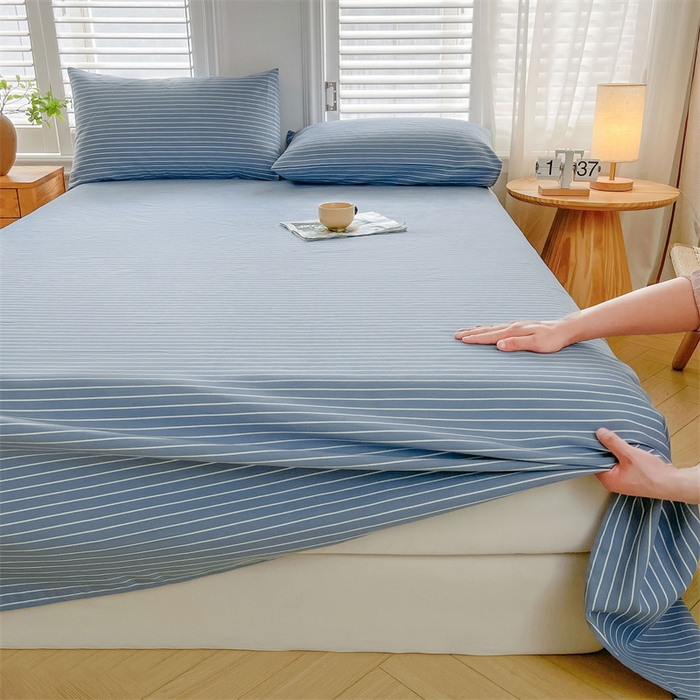 91家纺网 家纺一手货源 找家纺 美梦里 2025新款无印老粗布床单凉席席子 云熙蓝