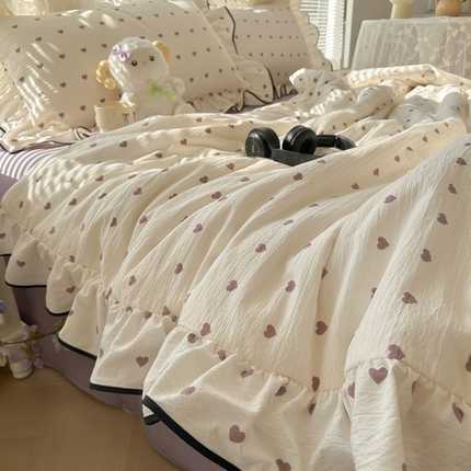 91家纺网 家纺一手货源 找家纺 （总）十里居 2025新款云感木棉花边夏被四件套
