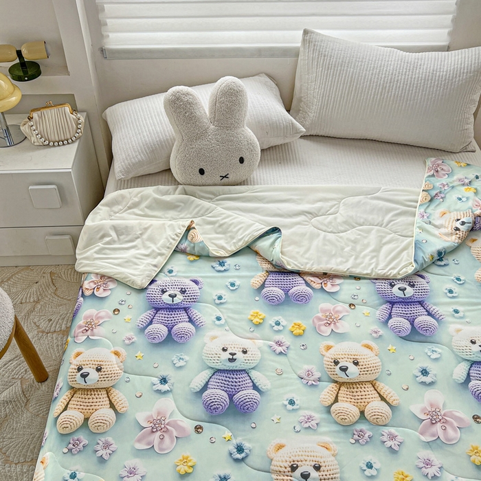 91家纺网 家纺一手货源 找家纺 （总）庭彤 2025新款5D夏被空调被A类云母仿锦氨凉感丝夏凉被子被芯【 量大可谈】