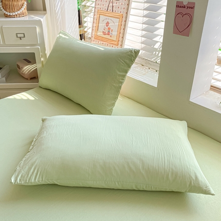 91家纺网 家纺一手货源 找家纺 （总）芷凡家纺 2025新款水洗棉印花纯色格子条纹单枕套