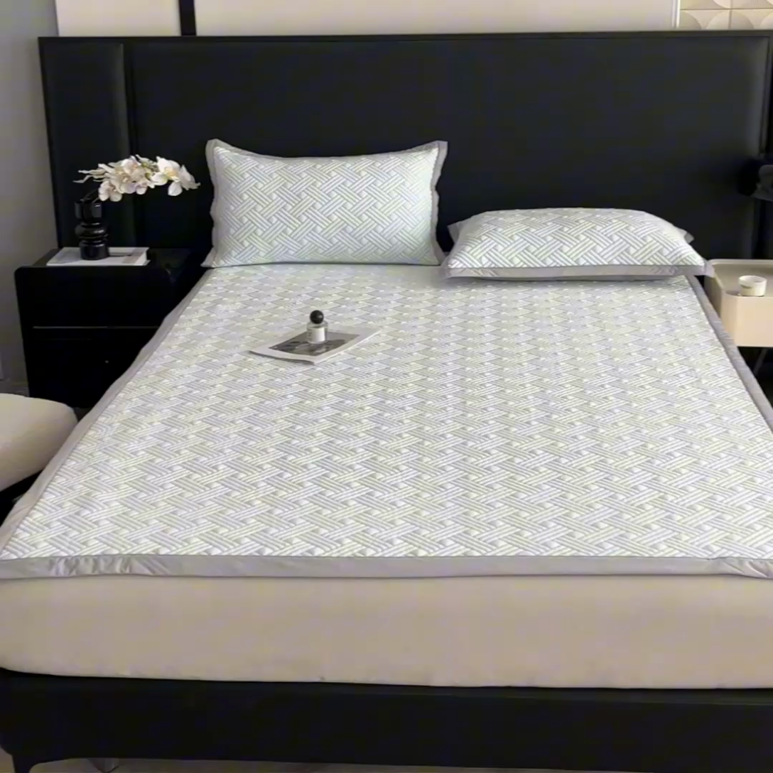 91家纺网 家纺一手货源 找家纺 欧邦 2025新款加厚PE中分子凉感豆豆软席-极简系列 床席款-极简-绿