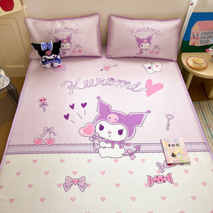 91家纺网 家纺一手货源 找家纺  博雅新款三丽欧A类大版数码印花1200D冰丝凉席-床笠款 气球库洛米