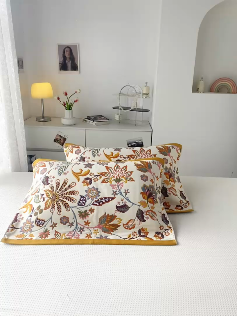 91家纺网 家纺一手货源 找家纺 （总）棠薇家纺 2025新款八层枕巾加厚纱布枕巾花卉系列