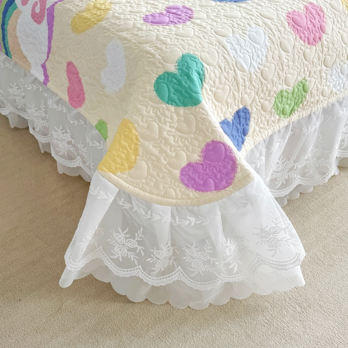 91家纺网 家纺一手货源 找家纺 添越 2024新款雪纺蕾丝款纯棉床盖四件套小彩虹