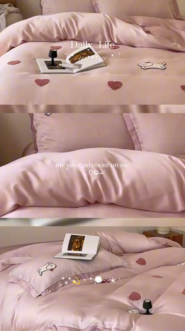 91家纺网 家纺一手货源 找家纺 （总）FORTWO家纺原创设计（FOR TWO家纺） 2025新款60支兰精天丝毛巾绣四件套-断角款