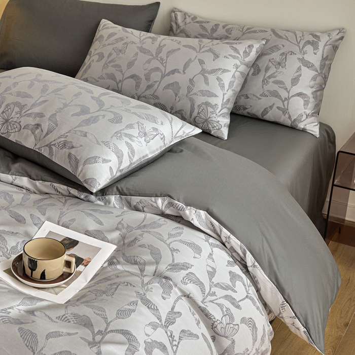 91家纺网 家纺一手货源 找家纺 琪格格纺织  2025新款色织天丝棉提花四件套 初叶