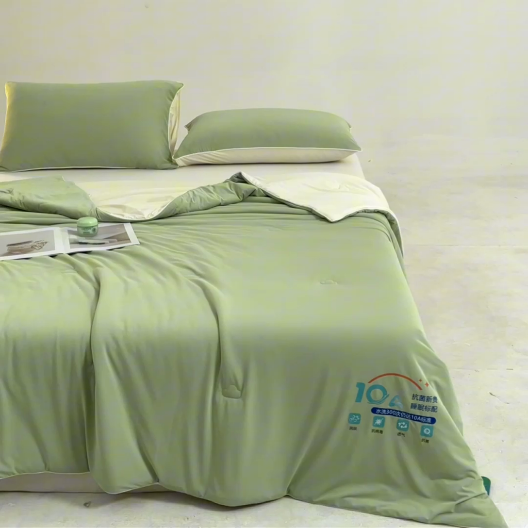 91家纺网 家纺一手货源 找家纺 宝士康家纺 2025春夏新款10A抗菌凉感丝夏被夏凉被空调被 绿豆冰冰