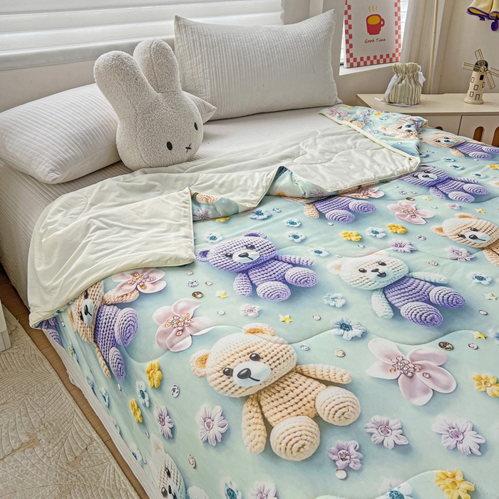 91家纺网 家纺一手货源 找家纺 （总）庭彤 2025新款5D夏被空调被A类云母仿锦氨凉感丝夏凉被子被芯【 量大可谈】