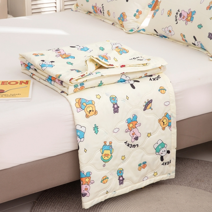 91家纺网 家纺一手货源 找家纺 乐居坊2025新款亲肤舒适印花芦荟棉夏凉被四件套 动物狂欢