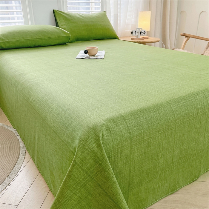 91家纺网 家纺一手货源 找家纺 美梦里 2025新款无印老粗布床单凉席席子 千草绿