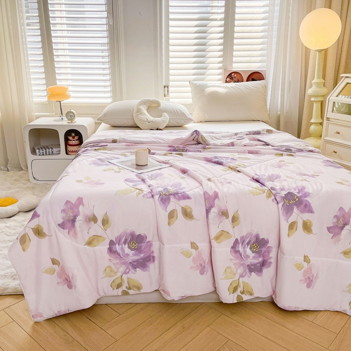 91家纺网 家纺一手货源 找家纺 好梦来家纺（原锦茂家纺） 2025新款印花凉感丝抗菌夏被 盛夏