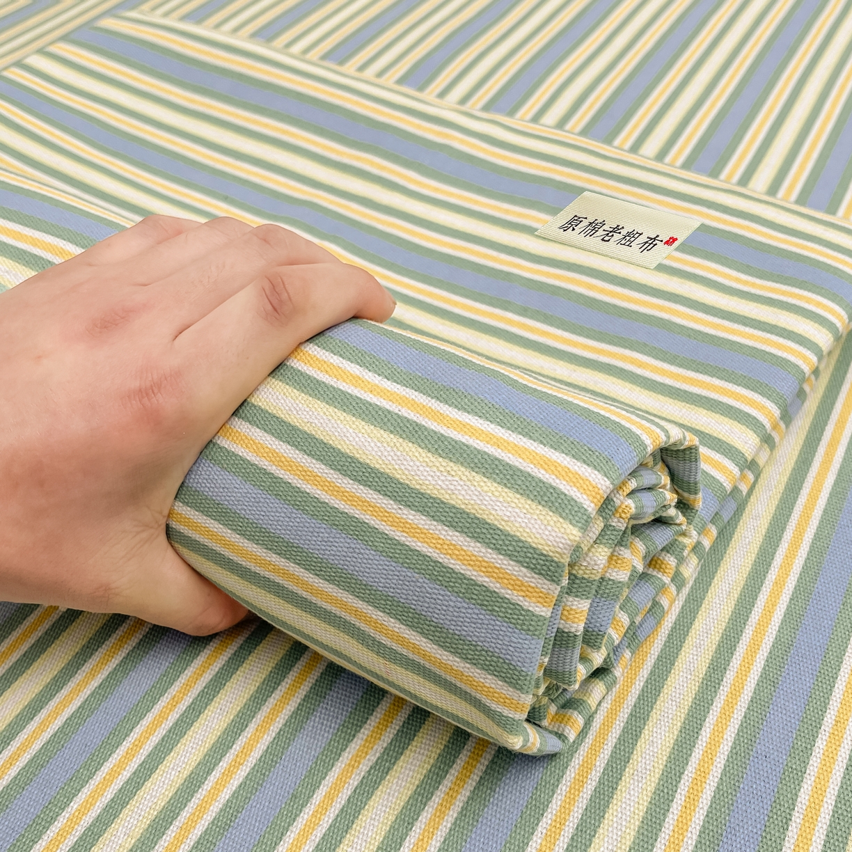 91家纺网 家纺一手货源 找家纺 美梦里 2025新款无印老粗布床单凉席席子 流年绿