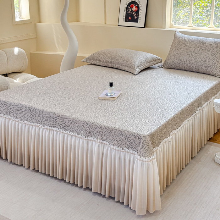 91家纺网 家纺一手货源 找家纺 棉生活家纺 2025新款高端款冰离子超软按摩凉席 豹纹-香槟-床裙款