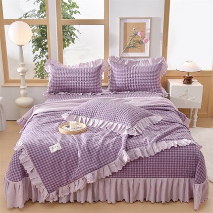 91家纺网 家纺一手货源 找家纺 （总）茉保家纺 2025新款水洗棉印花夏被四件套-无印