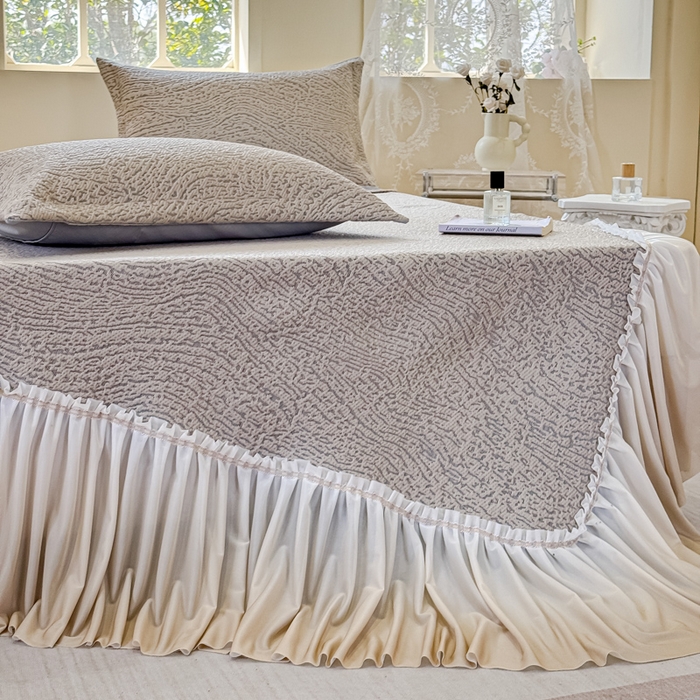 91家纺网 家纺一手货源 找家纺 棉生活家纺 2025新款高端款冰离子超软按摩凉席 豹纹-香槟-床笠款