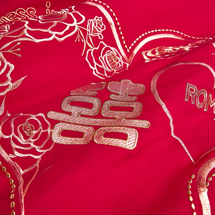 91家纺网 家纺一手货源 找家纺 晶缦家纺 2025新款喷气全棉13376婚庆绣花四件套 永结同心