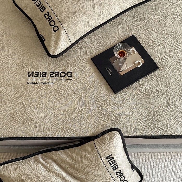 91家纺网 家纺一手货源 找家纺 （总）圆岛家纺 2025新款3D高分子凉感浮雕提花软凉席床笠款三件套