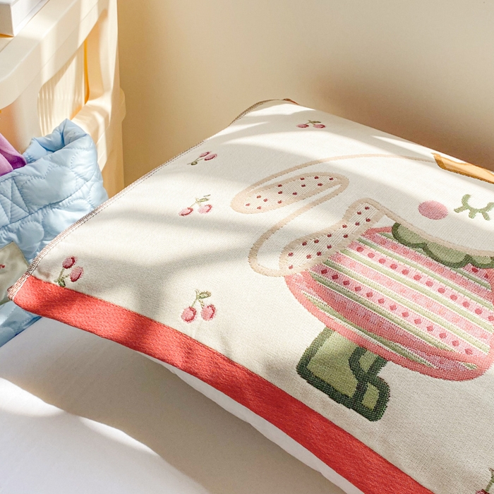 91家纺网 家纺一手货源 找家纺 美宜家 2025新款40*60儿童纯棉A类纱布枕巾乳胶专用高档枕巾 爱心公主 一只