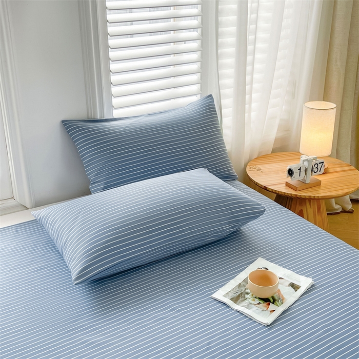 91家纺网 家纺一手货源 找家纺 美梦里 2025新款无印老粗布床单凉席席子 云熙蓝