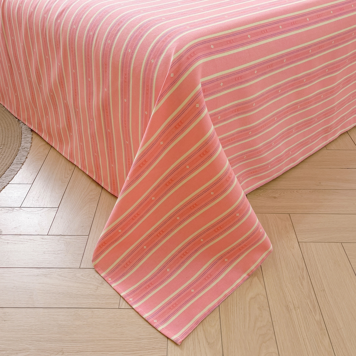 91家纺网 家纺一手货源 找家纺 美梦里 2025新款无印老粗布床单凉席席子 流年粉