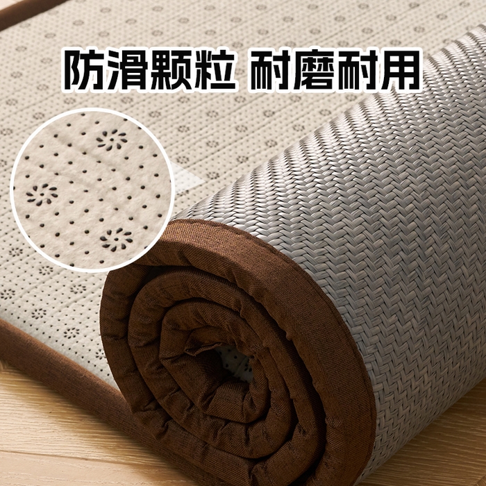 91家纺网 家纺一手货源 找家纺 锦丝钰床垫  2025新款高端Pe冷感藤席地铺垫 Pe青灰
