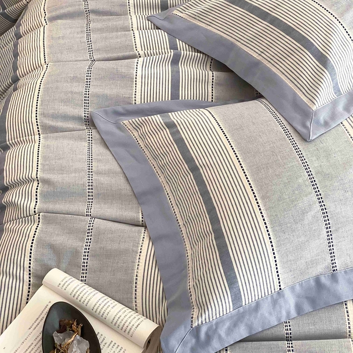 91家纺网 家纺一手货源 找家纺 旷野2025新款全棉纯棉色织空气层提花泡泡纱四件套 悉尼海岸-蓝