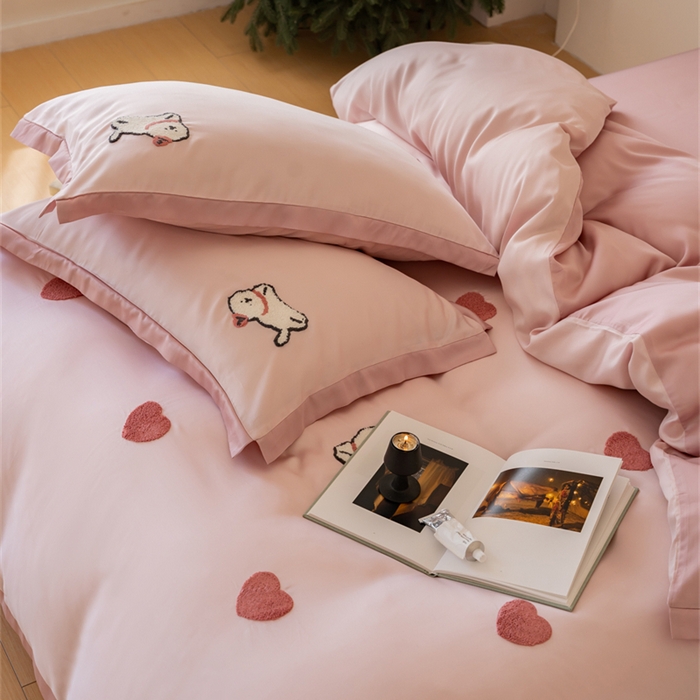 91家纺网 家纺一手货源 找家纺 FORTWO家纺原创设计（FOR TWO家纺） 2025新款60支兰精天丝毛巾绣四件套-断角款 初恋