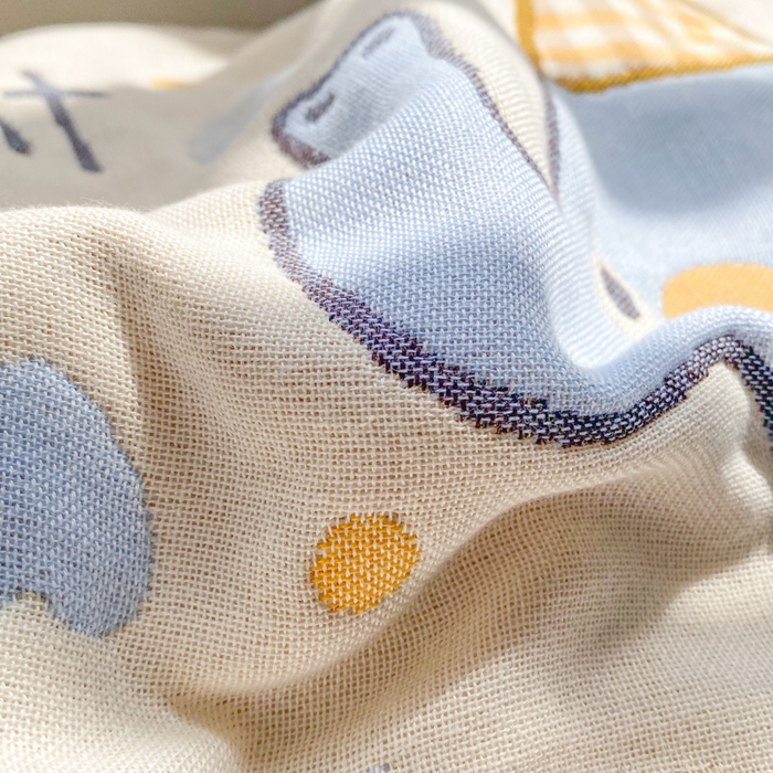 91家纺网 家纺一手货源 找家纺 美宜家 2025新款40*60儿童纯棉A类纱布枕巾乳胶专用高档枕巾 小象乐园 一只