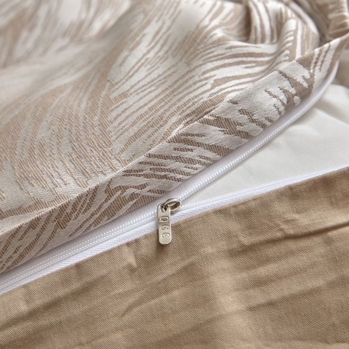 91家纺网 家纺一手货源 找家纺 琪格格纺织  2025新款色织天丝棉提花四件套 幻境-浅棕