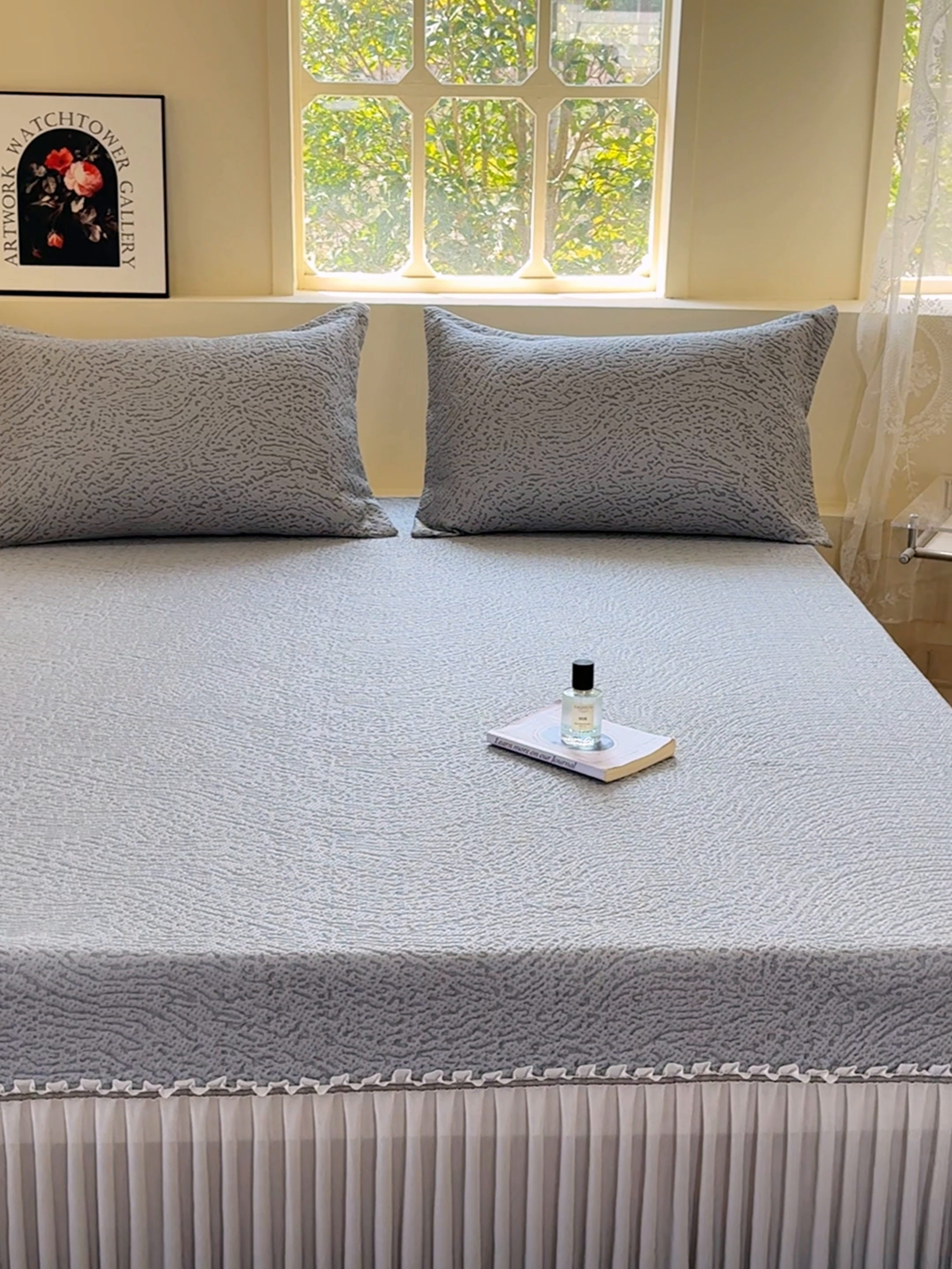 91家纺网 家纺一手货源 找家纺 棉生活家纺 2025新款高端款冰离子超软按摩凉席 豹纹-灰-床裙款