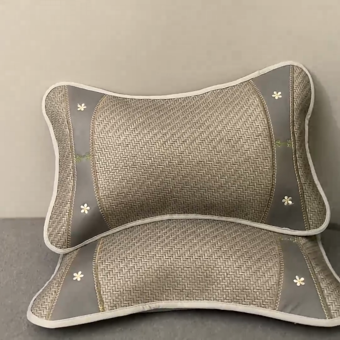 91家纺网 家纺一手货源 找家纺 （总）纽乐家纺 2025新款夏凉凉感五叶草冰藤茶香茉莉花枕芯助眠枕头