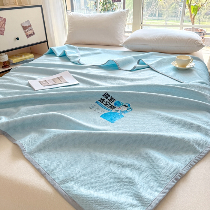 91家纺网 家纺一手货源 找家纺 阿牛席业 2025春夏新款双面云母夏被夏凉被空调被 太空-冰河蓝