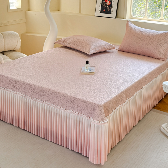 91家纺网 家纺一手货源 找家纺 棉生活家纺 2025新款高端款冰离子超软按摩凉席 豹纹-粉-床裙款