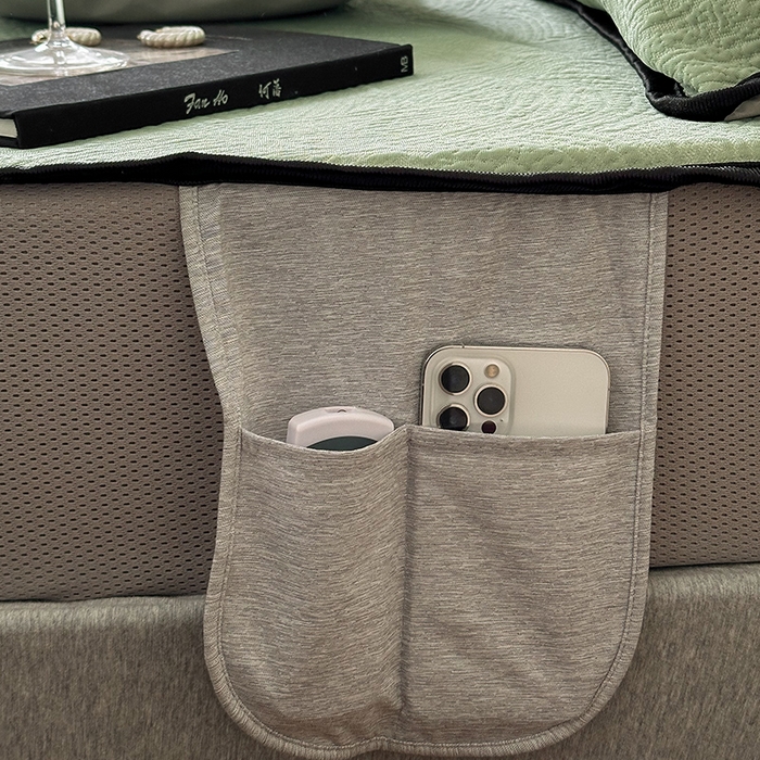 91家纺网 家纺一手货源 找家纺 圆岛家纺 2025新款3D高分子凉感浮雕提花软凉席床笠款三件套 漠语-绿