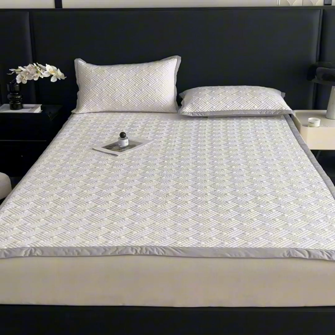 91家纺网 家纺一手货源 找家纺 欧邦 2025新款加厚PE中分子凉感豆豆软席-极简系列 床席款-极简-粉