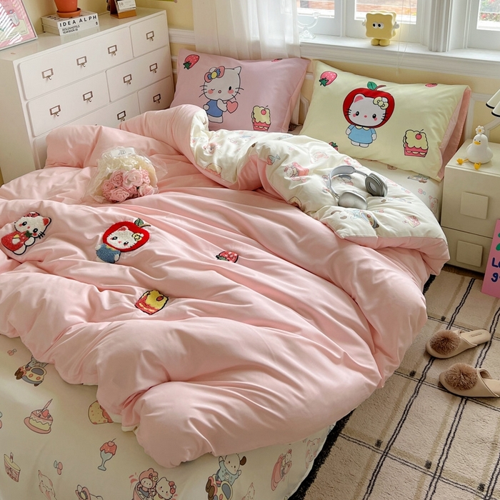 91家纺网 家纺一手货源 找家纺 一霖家纺 2025新款高克重云朵棉数码印花＋毛巾绣四件套