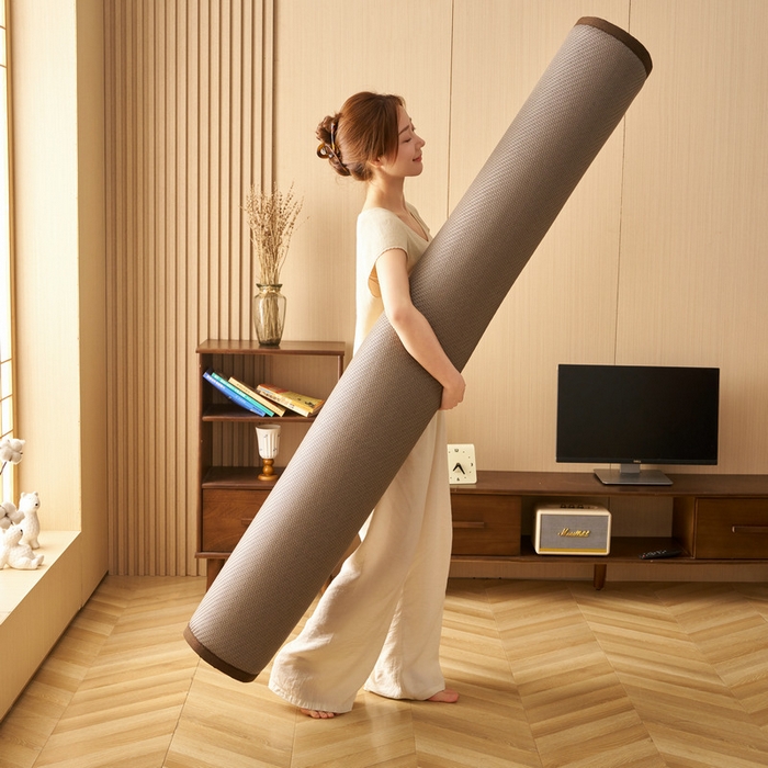 91家纺网 家纺一手货源 找家纺 锦丝钰床垫  2025新款高端Pe冷感藤席地铺垫 Pe灰咖